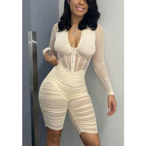 READY RUCHED ROMPER (WHITE)