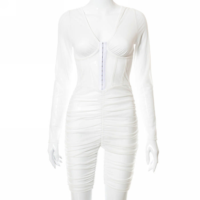 READY RUCHED ROMPER (WHITE)