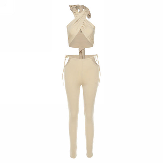DATE NIGHT TWO PIECE PANT SET (BEIGE)