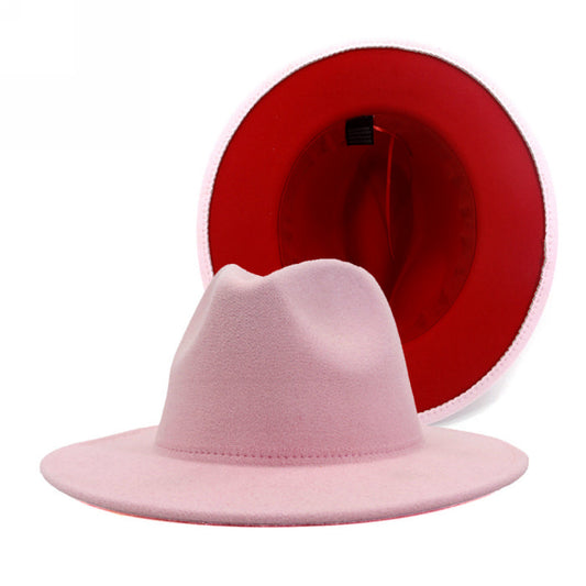 BIG BRIM FEDORA LIGHT PINK/RED