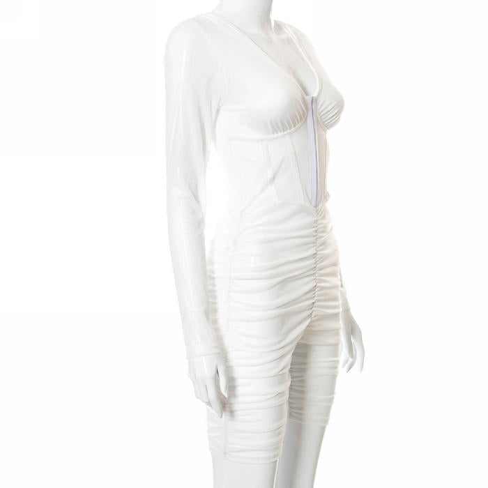 READY RUCHED ROMPER (WHITE)