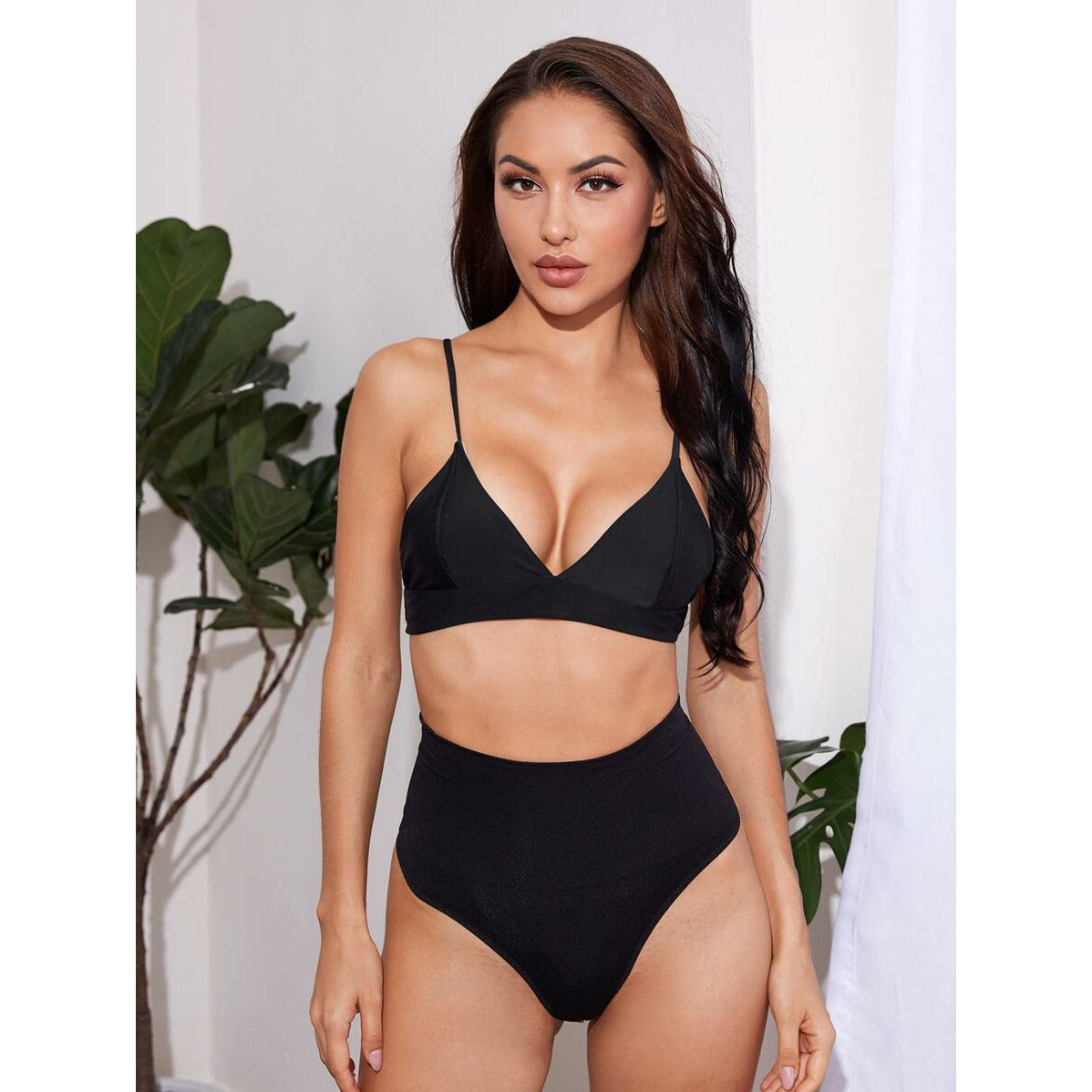 SNT HIGH WAIST COMPRESSION THONG (BLACK)